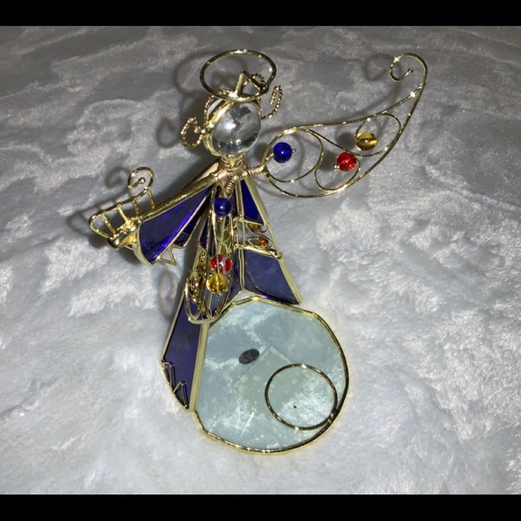 7” STAINED GLASS ANGEL TEA LIGHT HOLDER - Picture 2 of 8